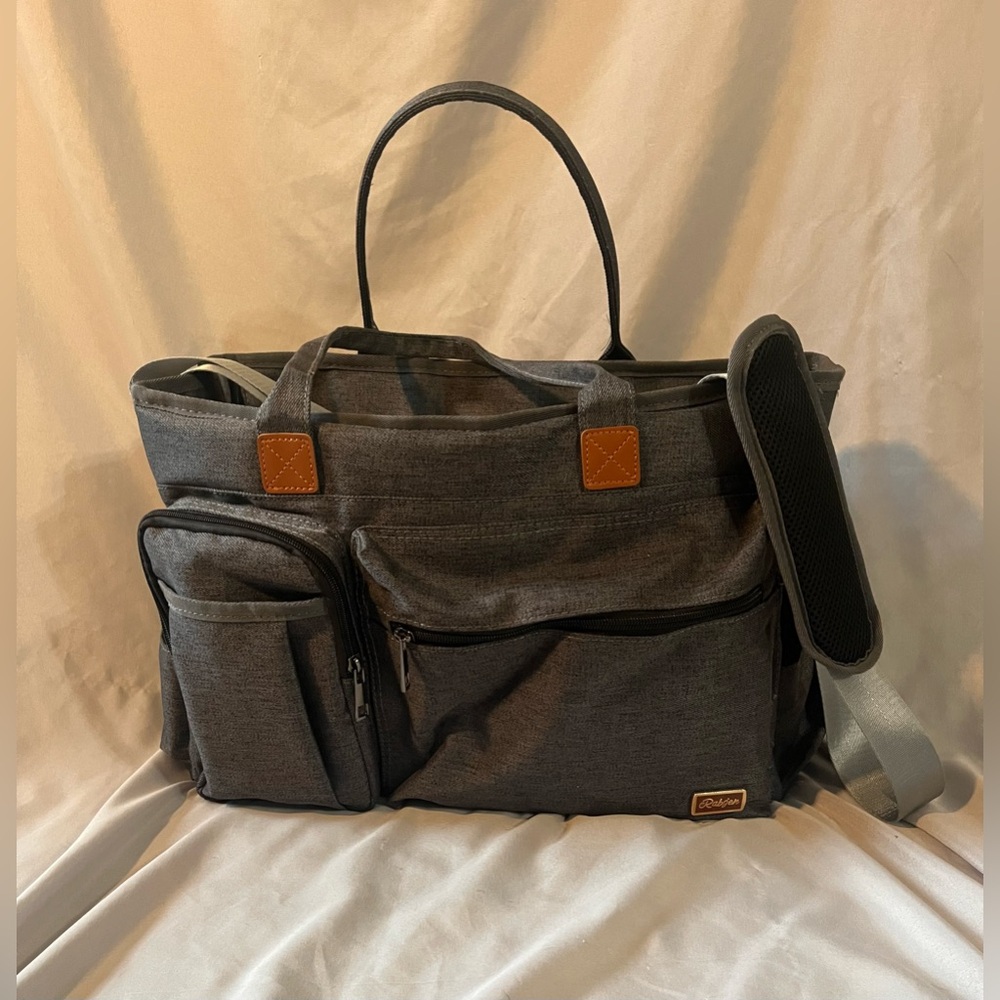 Stylish Rabjen Nurse Gray Tote Bag with Padded 15.6” Laptop Sleeve